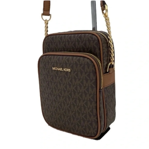 Michael Kors Medium NS Chain Xbody Bag Brown/Gold - Picture 3 of 9